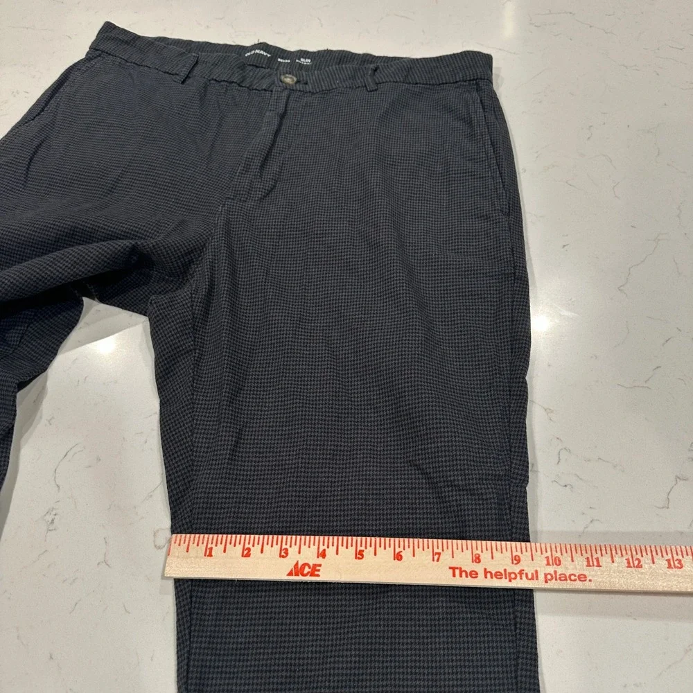 Old Navy Men 36x30 Slim Built-In Flex Houndstooth Pants Charcoal Grey Black